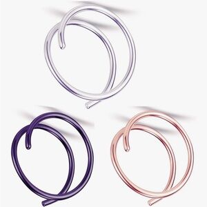 Amazon Women's Black, Rose Gold, and Silver Double Hoop Nose Ring Set